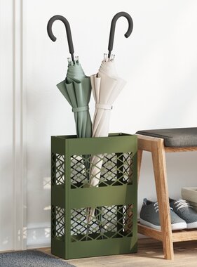 VidaXL Parapluhouder Olijfgroen Metaal Middelgroot Parapluhouder