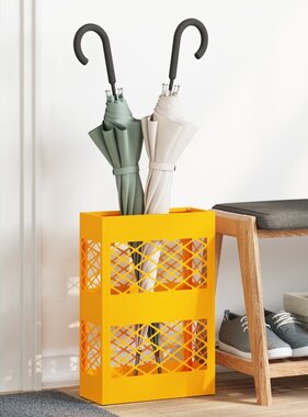 VidaXL Paraplubak Mosterdgeel Staal Compact Paraplubak Rechthoekig