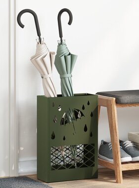 VidaXL Paraplubak Olijfgroen Metaal Medium Decoratieve Inzetstukken