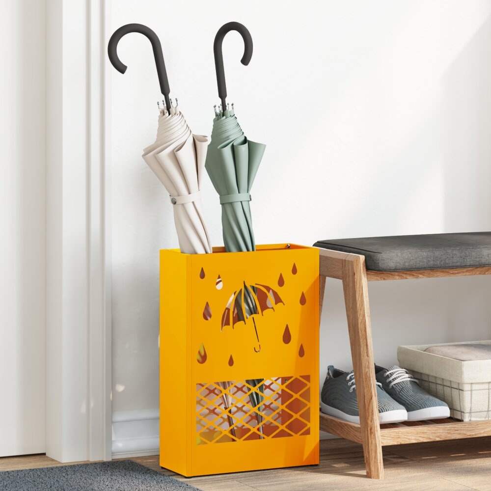 VidaXL Parapluhouder Mosterdgeel Staal Middelgroot