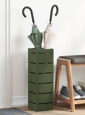 VidaXL Paraplubak Olijfgroen Metaal Medium Paraplubak Rechthoekig