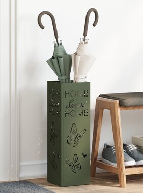 VidaXL Parapluhouder Olijfgroen Metaal Standaard Design Parapluhouder