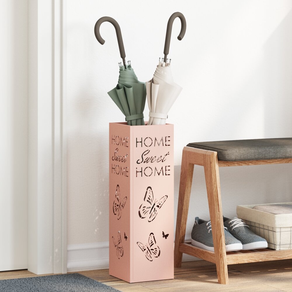 VidaXL Paraplubak Roze Metaal Medium Decoratieve Inzetstukken