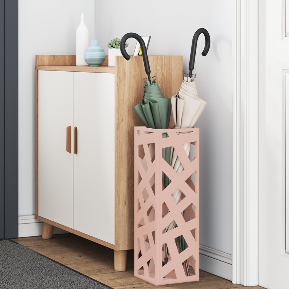 VidaXL Paraplubak Roze Metaal Middelgroot Decoratieve Inzetten