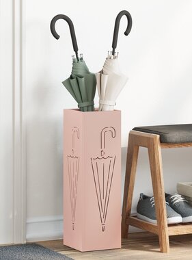 VidaXL Paraplubak Roze Metaal Middelgroot Rechthoekig Modern