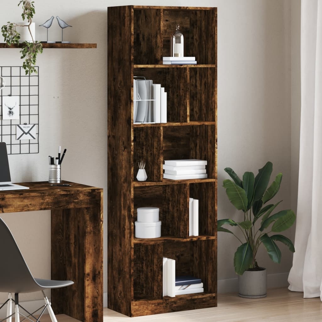 VidaXL Boekenkast 57x28,5x174 cm bewerkt hout gerookt eikenkleurig