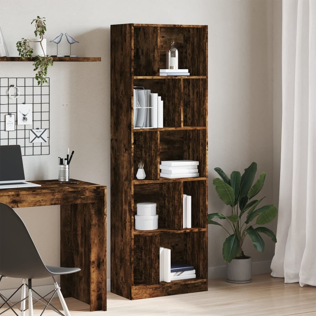 VidaXL Boekenkast 57x28,5x174 cm bewerkt hout gerookt eikenkleurig