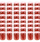 VidaXL Jampotten met wit met rode deksels 48 st 230 ml glas