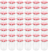 VidaXL Jampotten met wit met rode deksels 48 st 230 ml glas