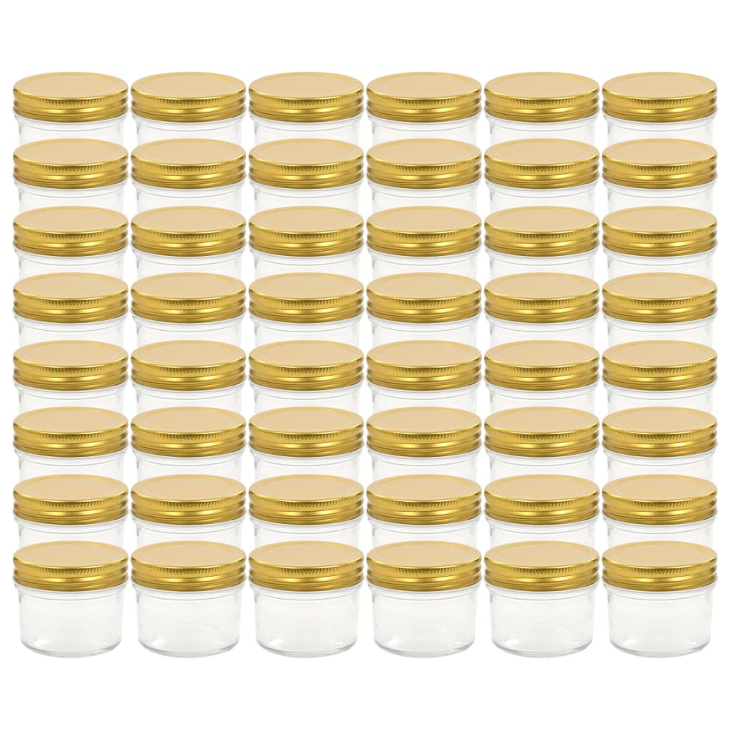 VidaXL Jampotten met goudkleurige deksels 48 st 110 ml glas
