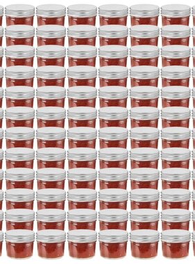 VidaXL Jampotten met zilverkleurige deksels 96 st 110 ml glas