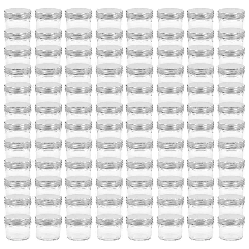 VidaXL Jampotten met zilverkleurige deksels 96 st 110 ml glas