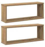 VidaXL Wandschappen kubus 2 st 60x15x23 cm hout artisanaal eiken