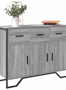 VidaXL Dressoir 97x32,5x74,5 cm bewerkt hout grijs sonoma eikenkleur