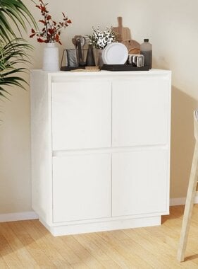 VidaXL Dressoir 60x34x75 cm massief grenenhout wit