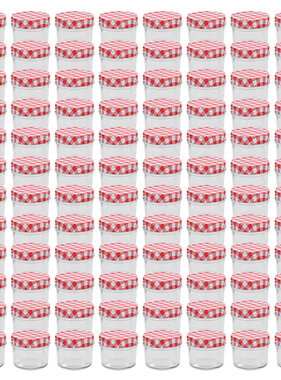 VidaXL Jampotten met wit met rode deksels 96 st 110 ml glas