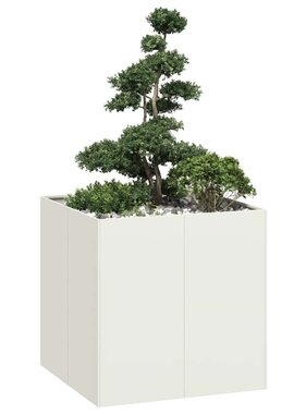 VidaXL Plantenbak 80x80x80 cm staal wit