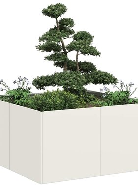 VidaXL Plantenbak 80x80x40 cm koudgewalst staal wit