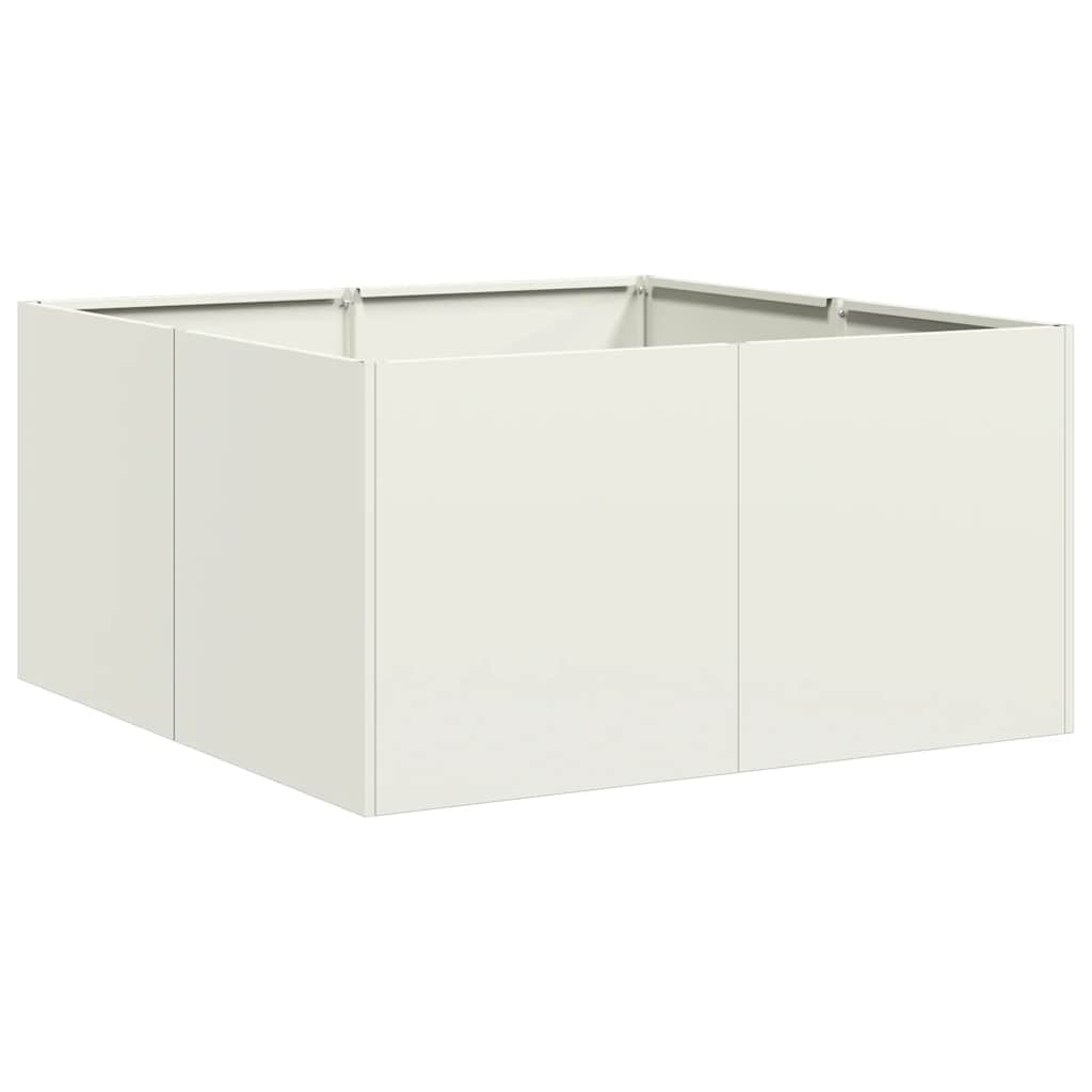 VidaXL Plantenbak 80x80x40 cm koudgewalst staal wit