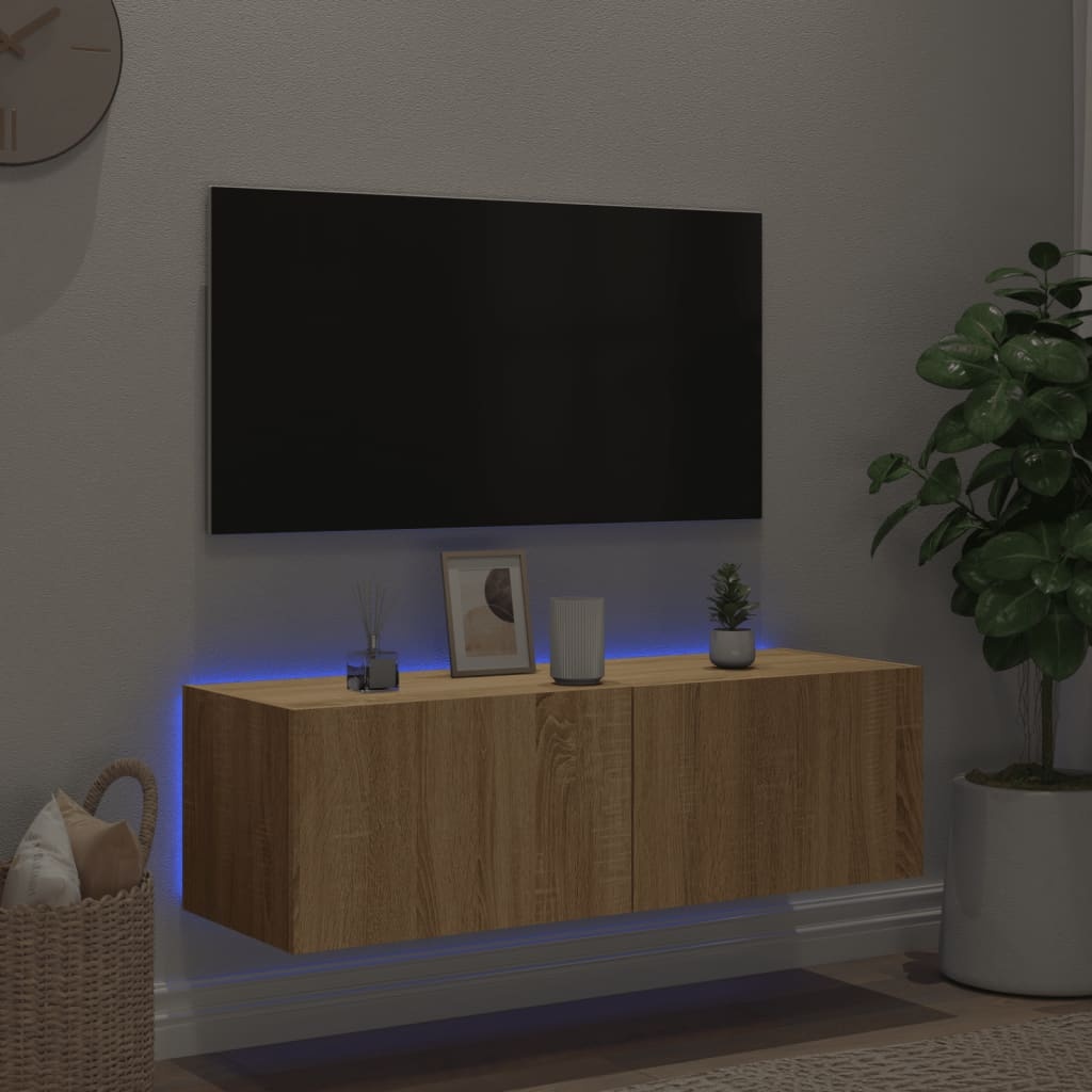 VidaXL Tv-wandmeubel met LED-verlichting 100x35x31 cm sonoma eiken