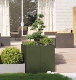 VidaXL Plantenbak 80x80x80 cm staal olijfgroen