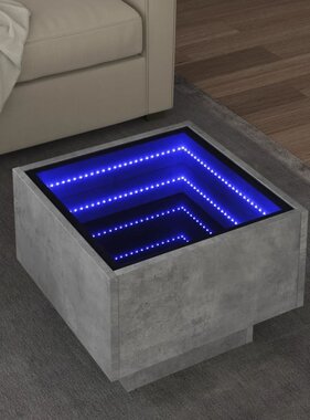 VidaXL Bijzettafel met LED 40x40x30 cm bewerkt hout betongrijs