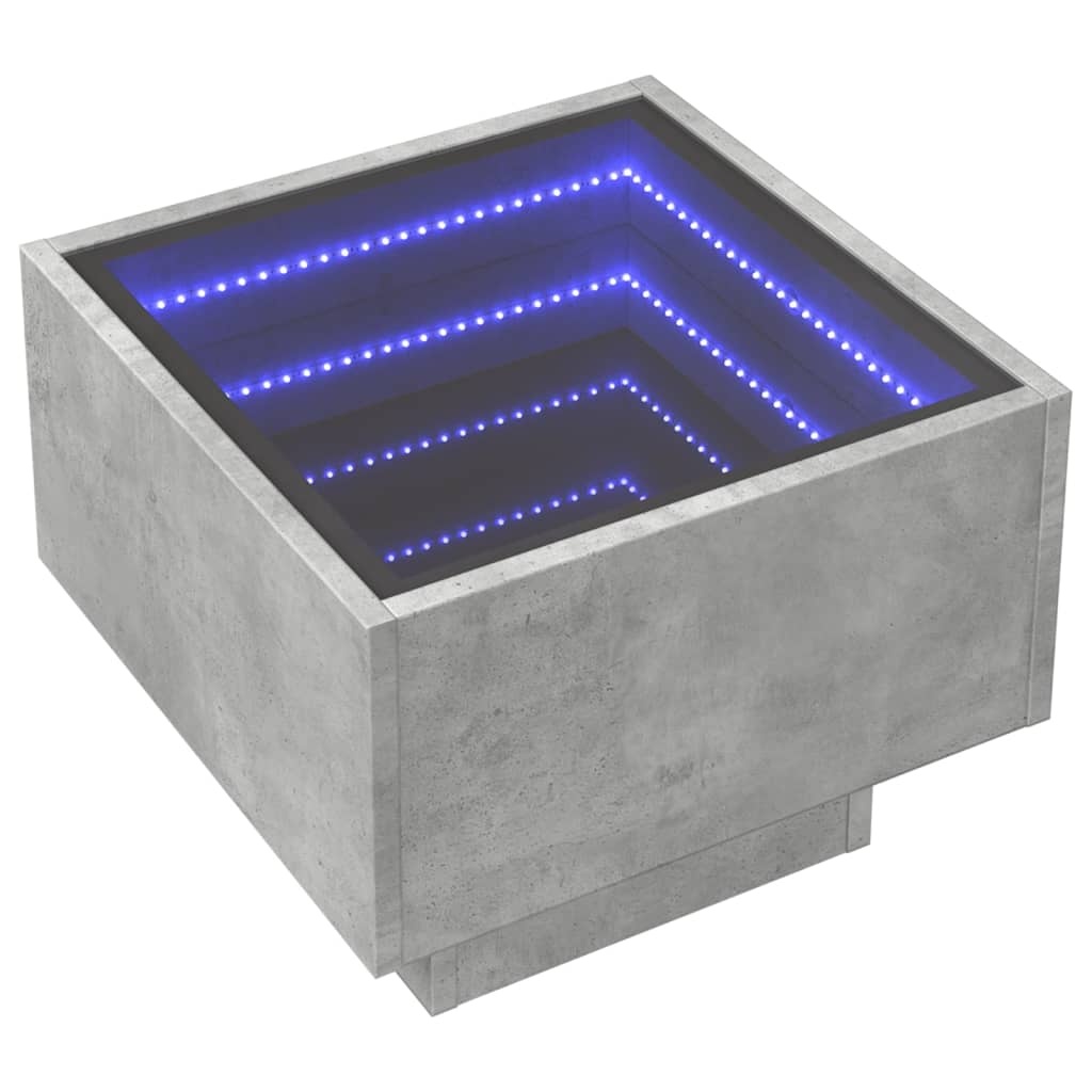 VidaXL Bijzettafel met LED 40x40x30 cm bewerkt hout betongrijs