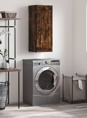 VidaXL Wandkast 34,5x34x90 cm bewerkt hout gerookt eikenkleurig
