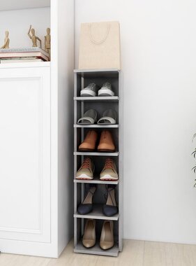 VidaXL Schoenenkast 27,5x27x102 cm bewerkt hout betongrijs