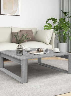 VidaXL Salontafel 100x100x35 cm bewerkt hout grijs sonoma eikenkleurig