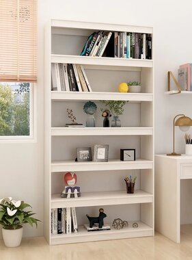 VidaXL Boekenkast/kamerscherm 100x30x200 cm massief grenenhout wit