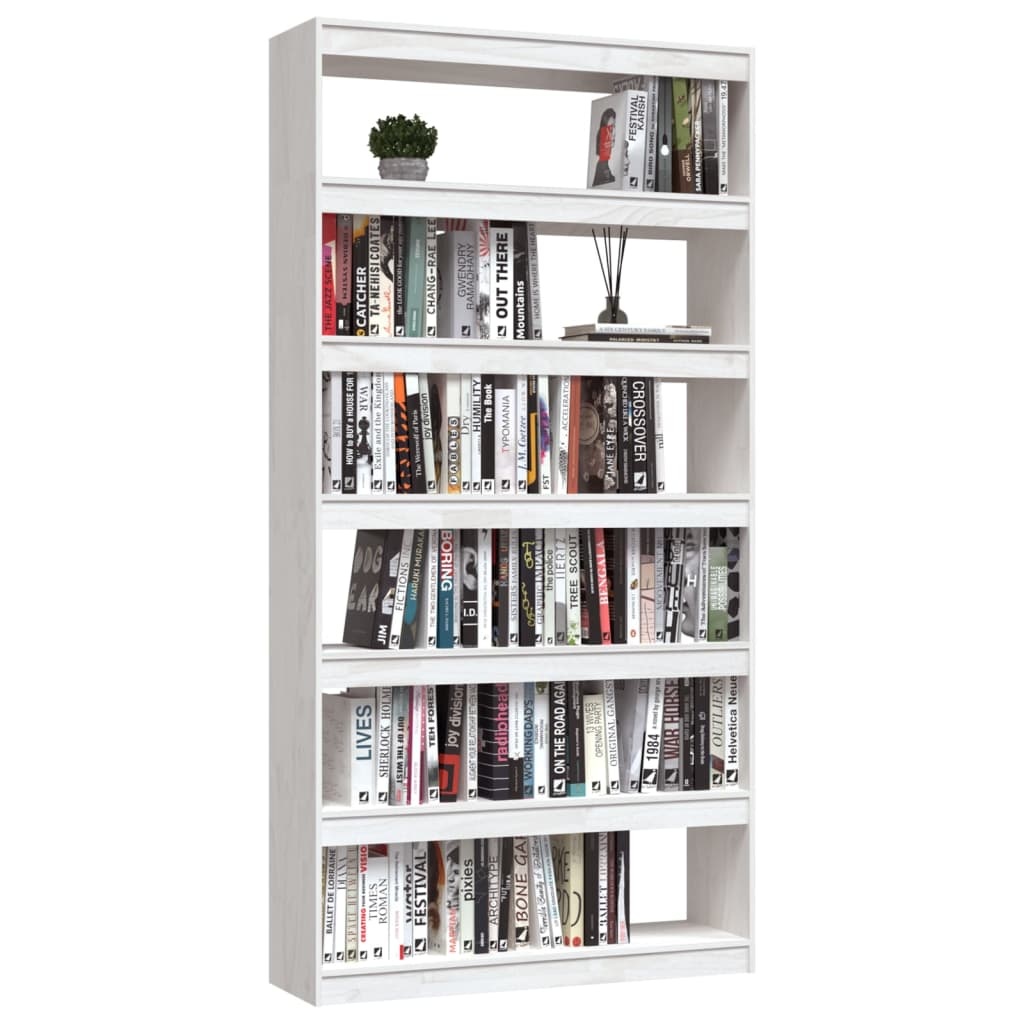 VidaXL Boekenkast/kamerscherm 100x30x200 cm massief grenenhout wit