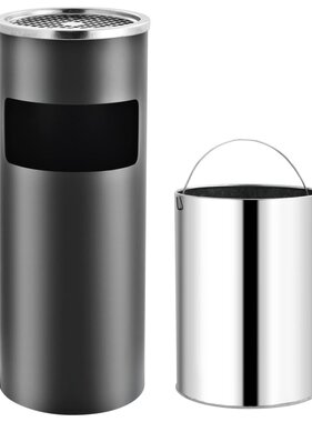VidaXL Asbak/prullenbak Hotel 30 L staal grijs