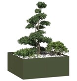 VidaXL Plantenbak 100x100x40 cm staal olijfgroen