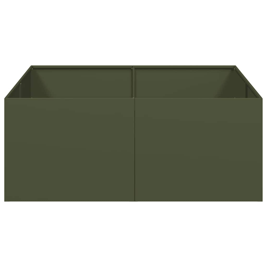 VidaXL Plantenbak 100x100x40 cm staal olijfgroen