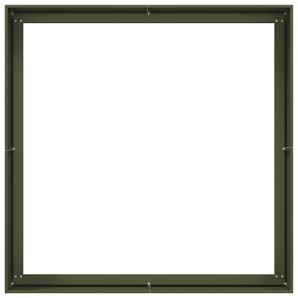 VidaXL Plantenbak 100x100x40 cm staal olijfgroen