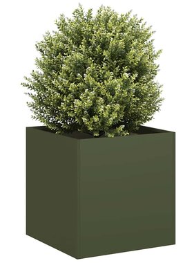 VidaXL Plantenbak 40x40x40 cm koudgewalst staal olijfgroen