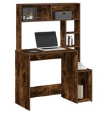 VidaXL Bureau met schappen 100x45x140 cm bewerkt hout gerookt eiken