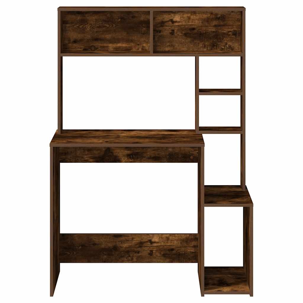VidaXL Bureau met schappen 100x45x140 cm bewerkt hout gerookt eiken