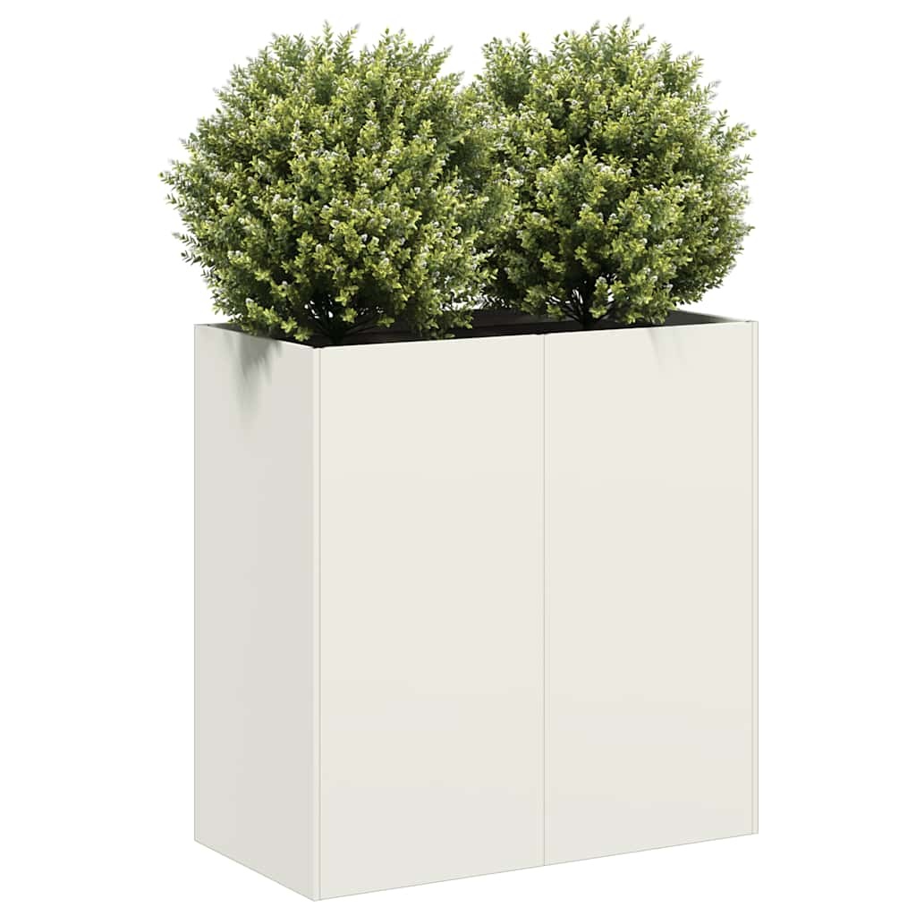 VidaXL Plantenbak 40x40x80 cm koudgewalst staal wit