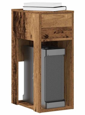 VidaXL Computertorenstandaard met lade 30x44x74 cm oud houtkleurig