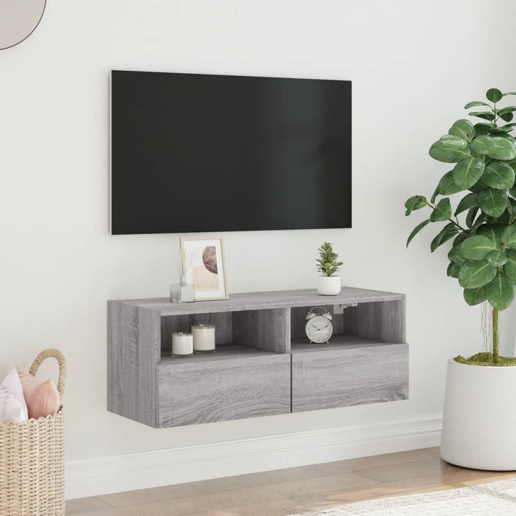 VidaXL Tv-wandmeubel 80x30x30 cm bewerkt hout grijs sonoma eikenkleur