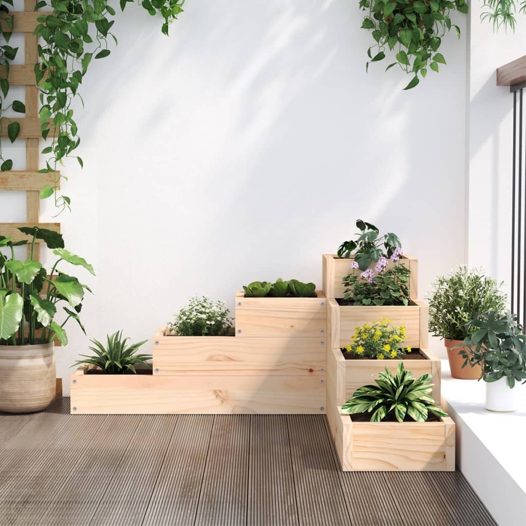 VidaXL Plantenbak 4-laags 80,5x79x36 cm massief grenenhout