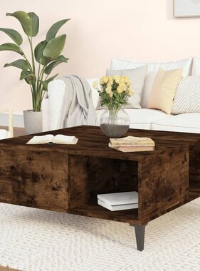 VidaXL Salontafel 80x80x36,5 cm bewerkt hout gerookt eikenkleurig