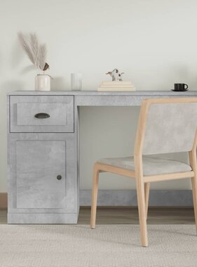 VidaXL Bureau met lade 115x50x75 cm bewerkt hout betongrijs