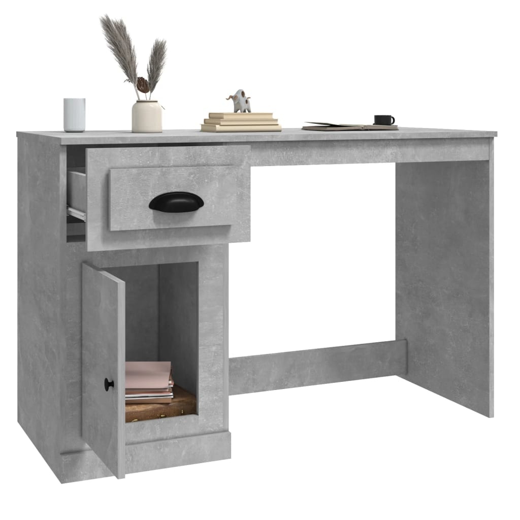 VidaXL Bureau met lade 115x50x75 cm bewerkt hout betongrijs