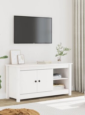 VidaXL Tv-meubel 103x36,5x52 cm massief grenenhout wit