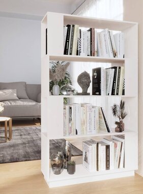 VidaXL Boekenkast/kamerscherm 80x25x132 cm massief grenenhout wit