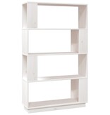 VidaXL Boekenkast/kamerscherm 80x25x132 cm massief grenenhout wit