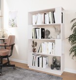 VidaXL Boekenkast/kamerscherm 80x25x132 cm massief grenenhout wit